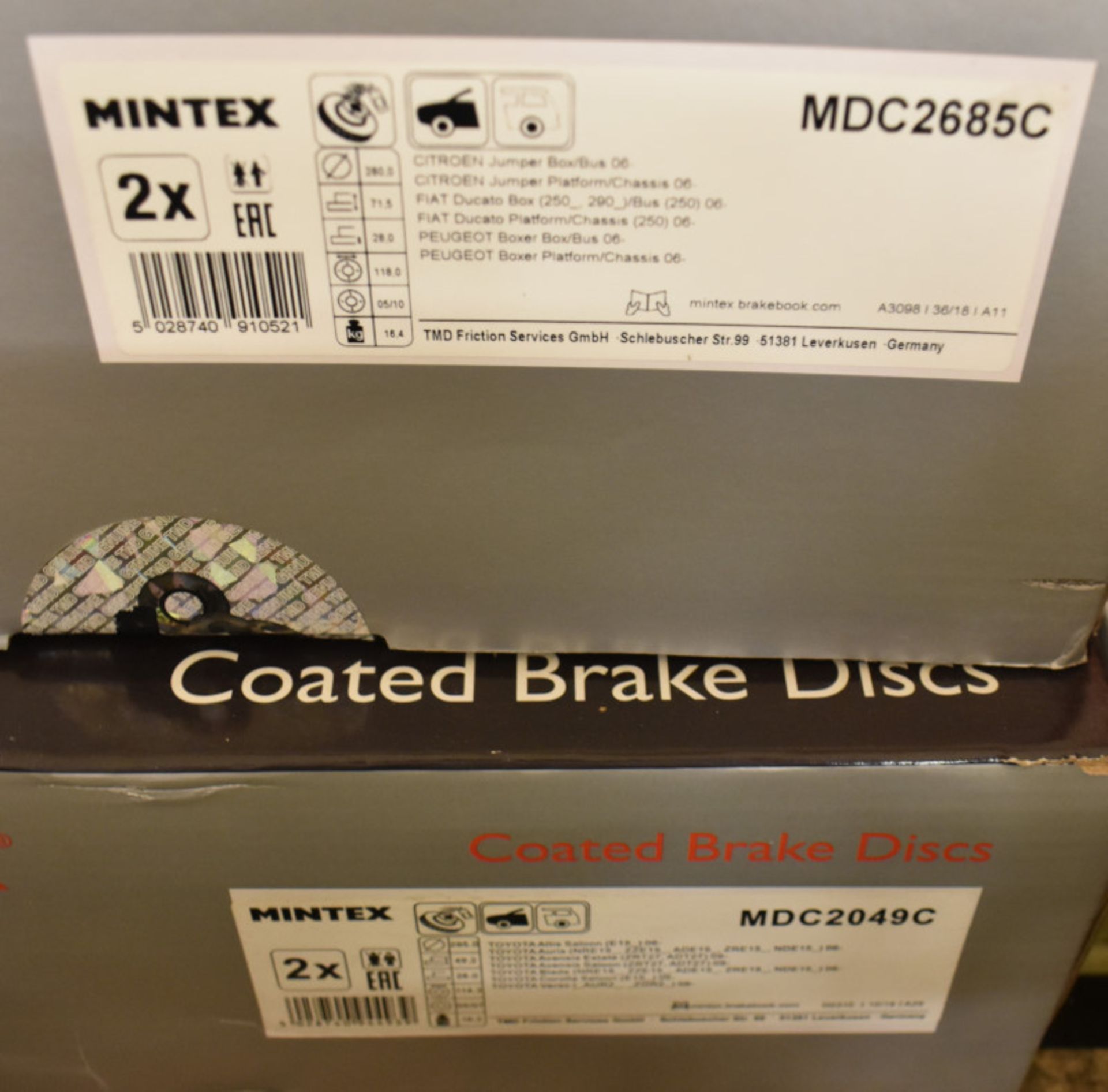 6x Mintex Coated Brake Disc Sets - please see pictures for examples of make and model numbers - Image 3 of 3