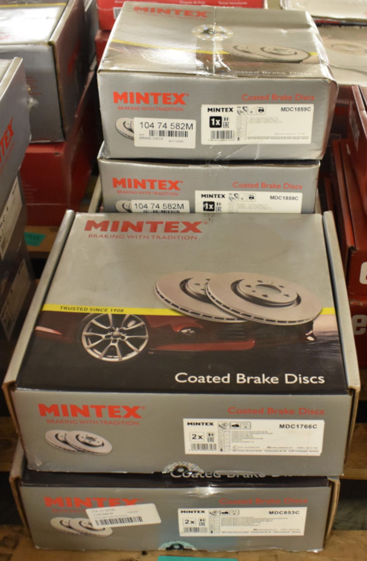 6x Mintex Coated Brake Disc Sets - please see pictures for examples of make and model numbers