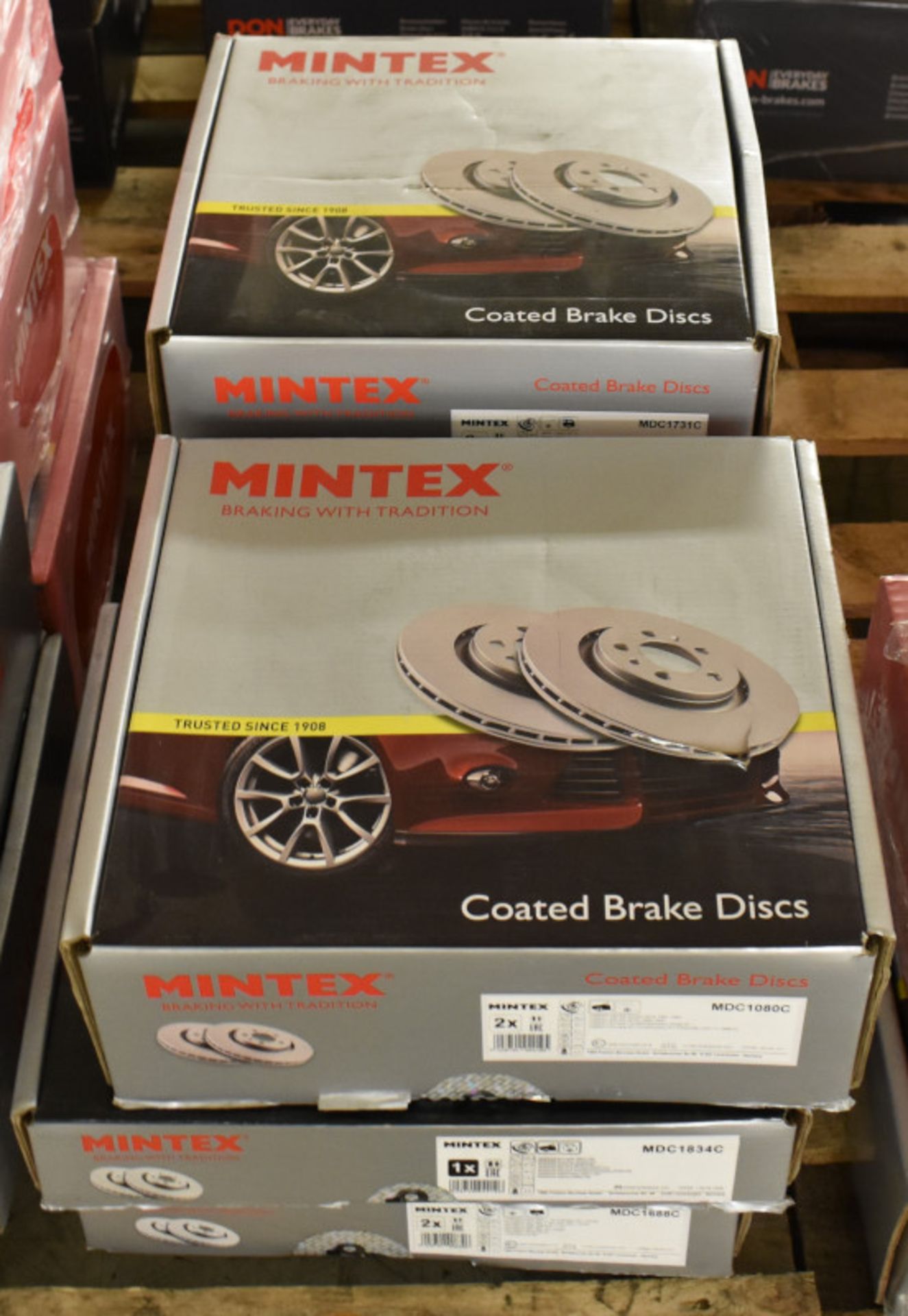 5x Mintex Brake Disc Sets (4x Coated) - please see pictures for examples of make and model