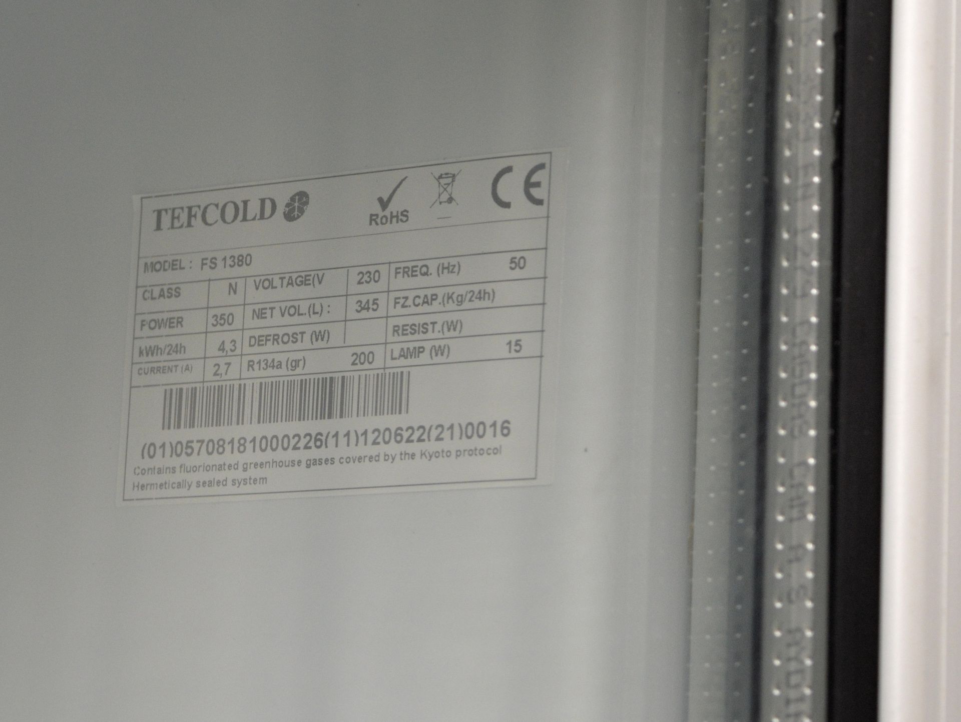 Tefcold F3 1380 Glass Door Fridge, single phase electric - Image 4 of 7