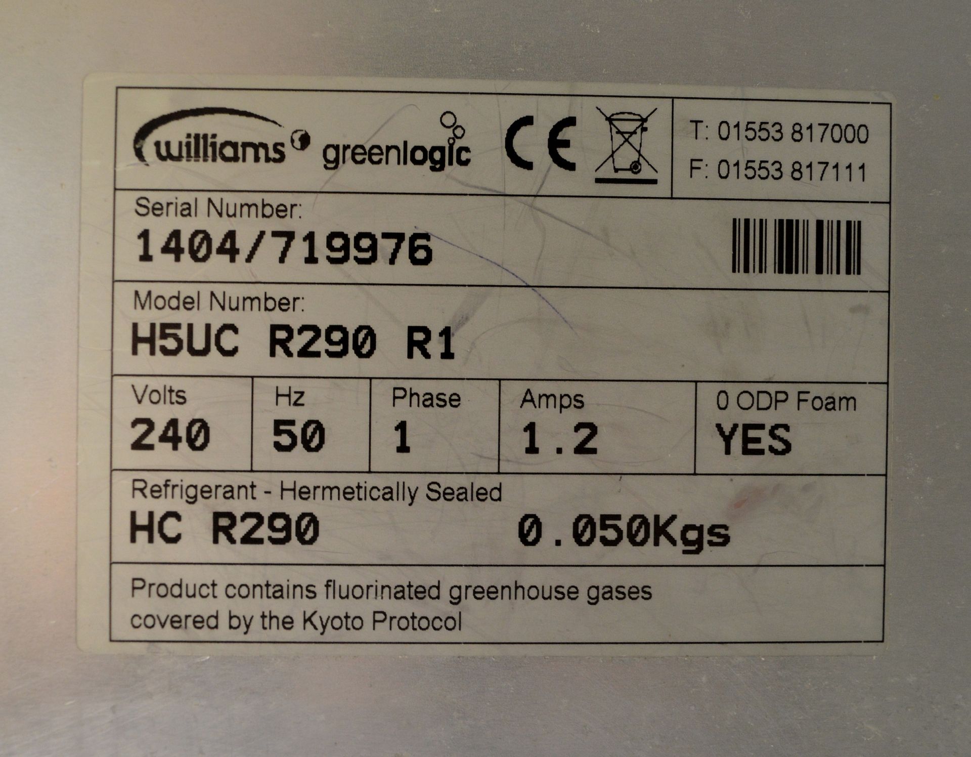 Williams H5UC R290 R1 Stainless Steel Undercounter Fridge, single phase electric - Image 5 of 7