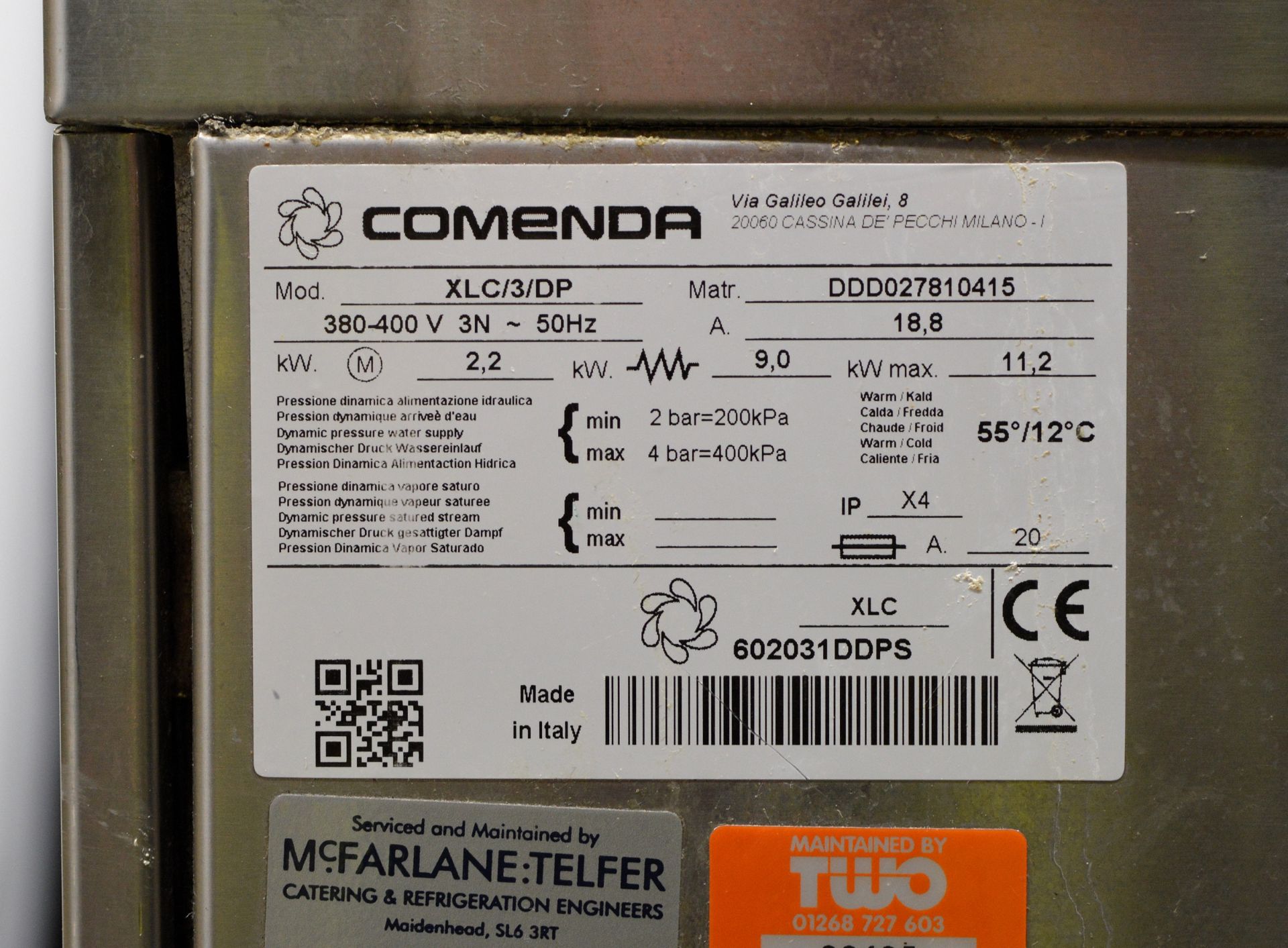 Comenda XLC/3/OP Dishwasher, 3 phase electric - Image 4 of 7