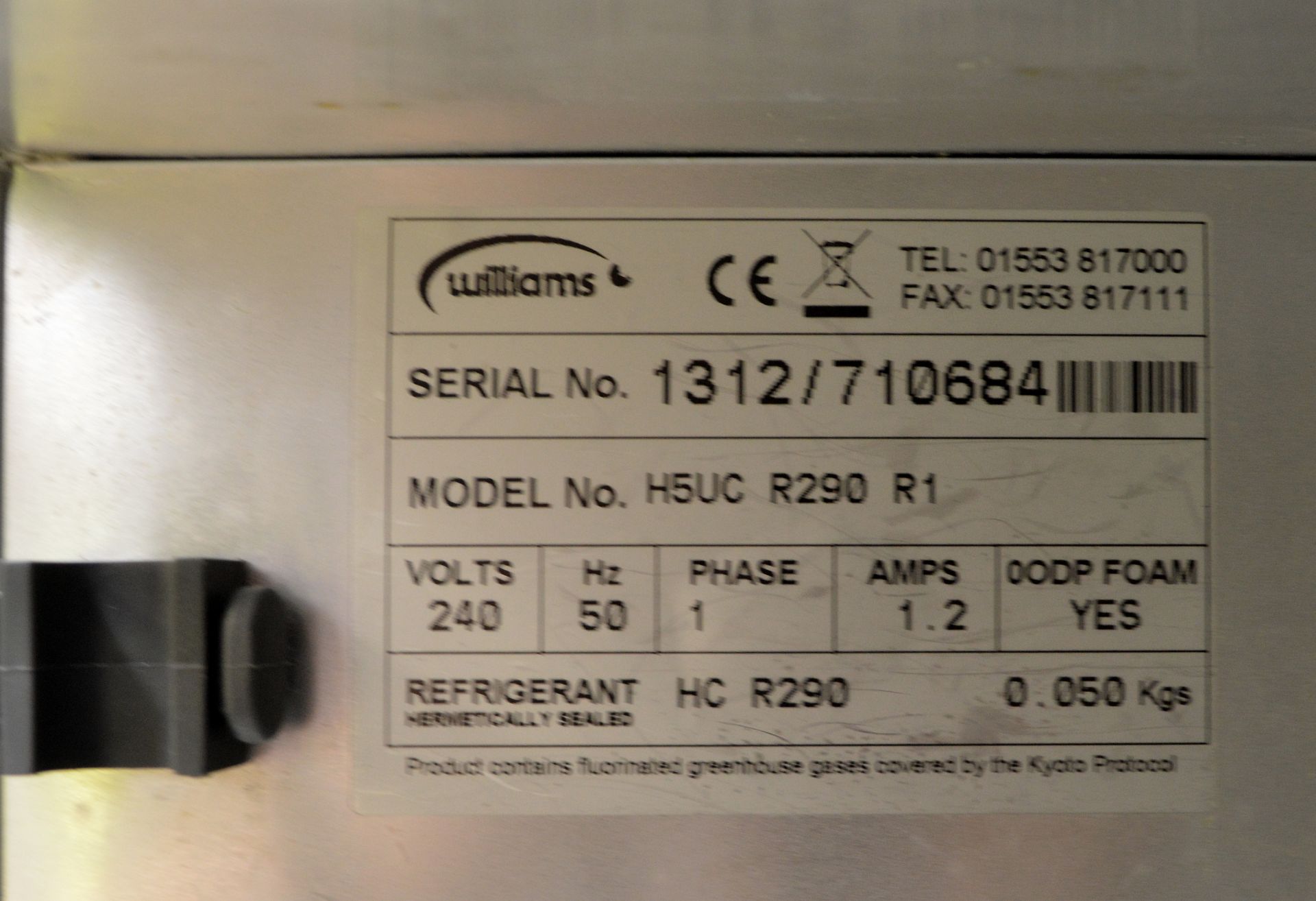 Williams H5UC R290 R1 Stainless Steel Undercounter Fridge, single phase electric - Image 5 of 8