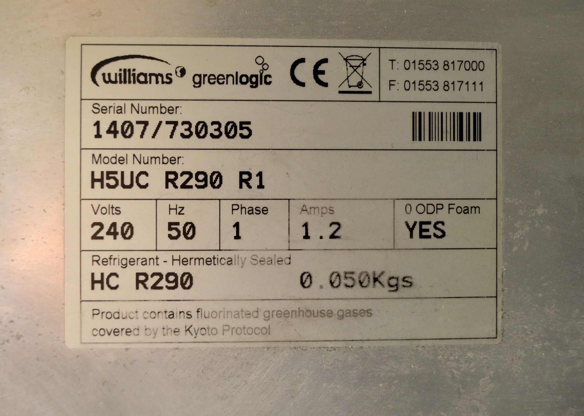 Williams H5UC R290 R1 Stainless Steel Undercounter Fridge, single phase electric - Image 5 of 6