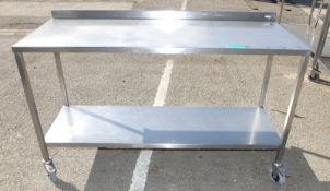 Stainless steel Mobile Preparation Table L 1500mm x W 600mm x H 950mm