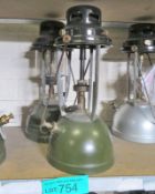 2x Kerosine tilley lamps - green base, green top