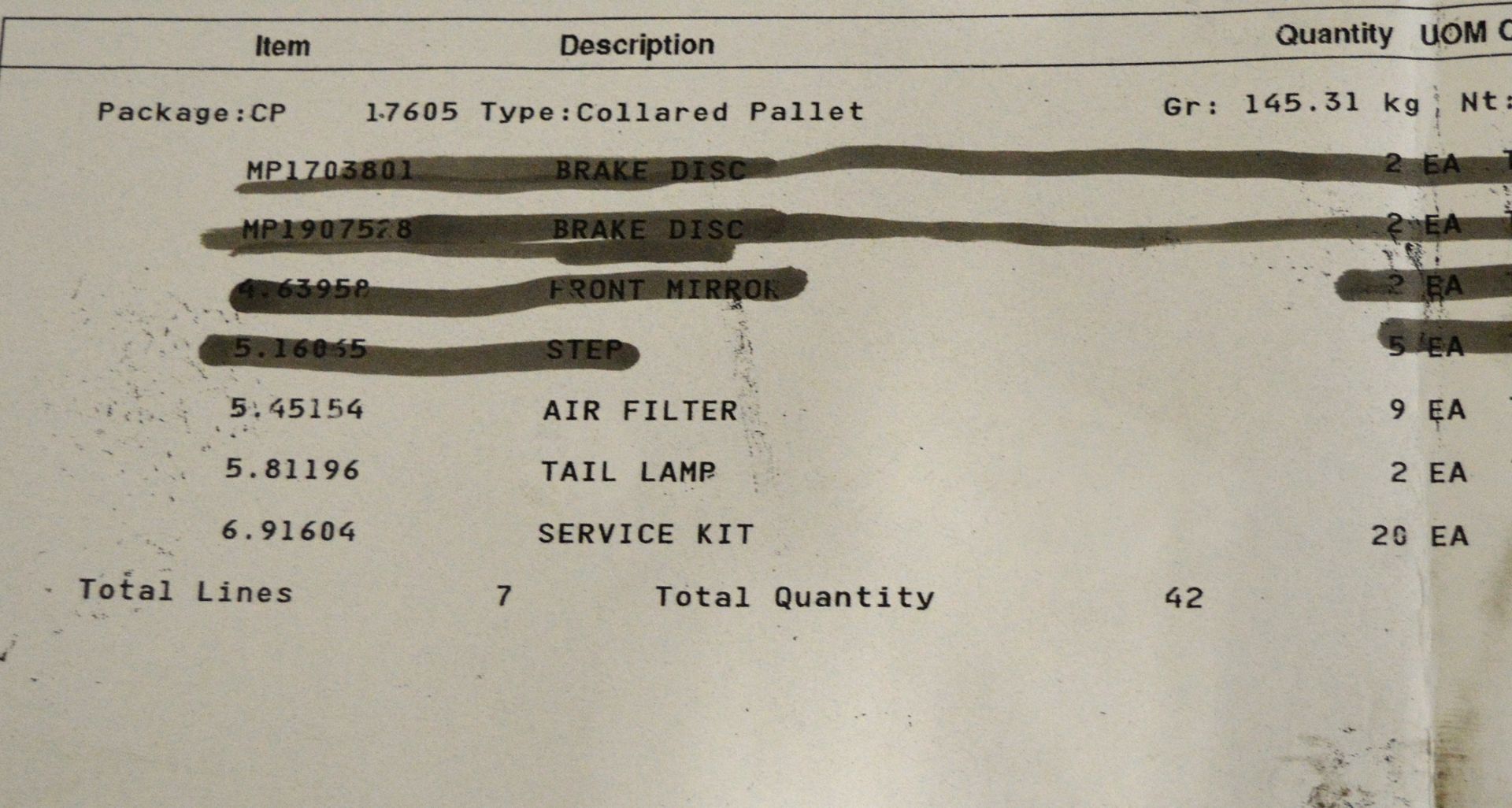 Vehicle parts - air filters, tail lamp service kit - see picture for itinerary for model n - Image 5 of 5