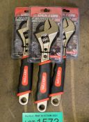 3x Dekton 8 inch Adjustable Wrenches