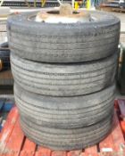 4x Used Vehicle Tyres Size 275/70R 22.5