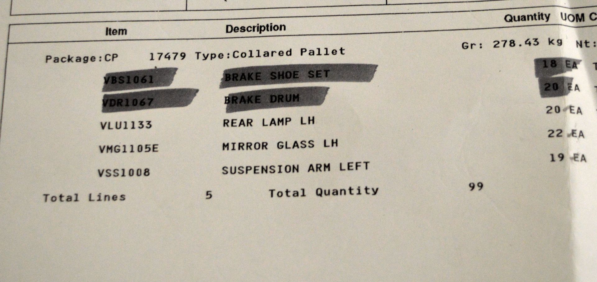 Vehicle parts - rear lamp LH, mirror glass LH, suspension arms LH - see picture for itiner - Image 5 of 5