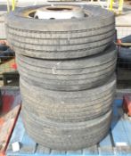 4x Used Vehicle Tyres Size 285/70R 19.5