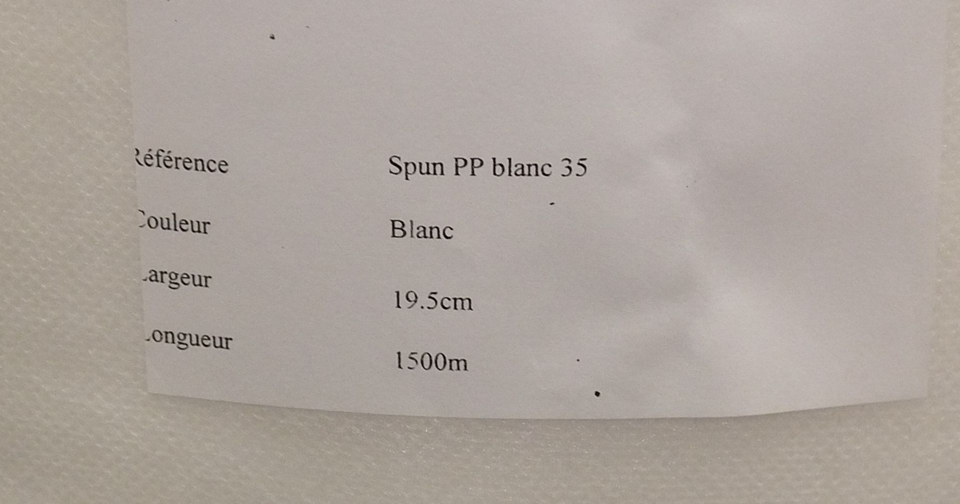 37x Rolls of Spun Polypropylene Nonwoven White 35 gram Inner Spunbond Fabric - 19.5cm x 1500m - Image 3 of 4