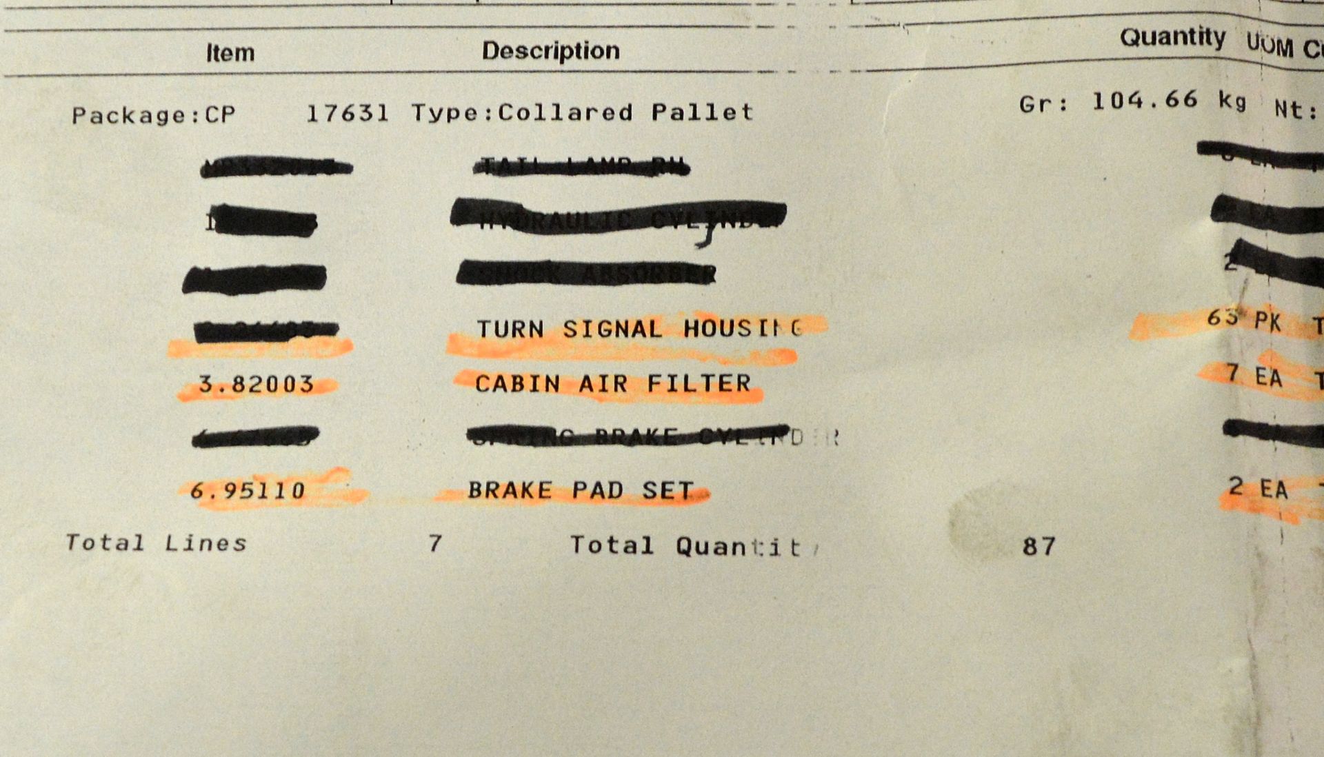 Vehicle parts - turn signal housings, cabin air filters, brake pad sets - see picture for - Image 6 of 6