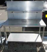 Catering Prep Table with Over-Shelf H 1500mm x W 1200mm x D 600mm - damaged shelf