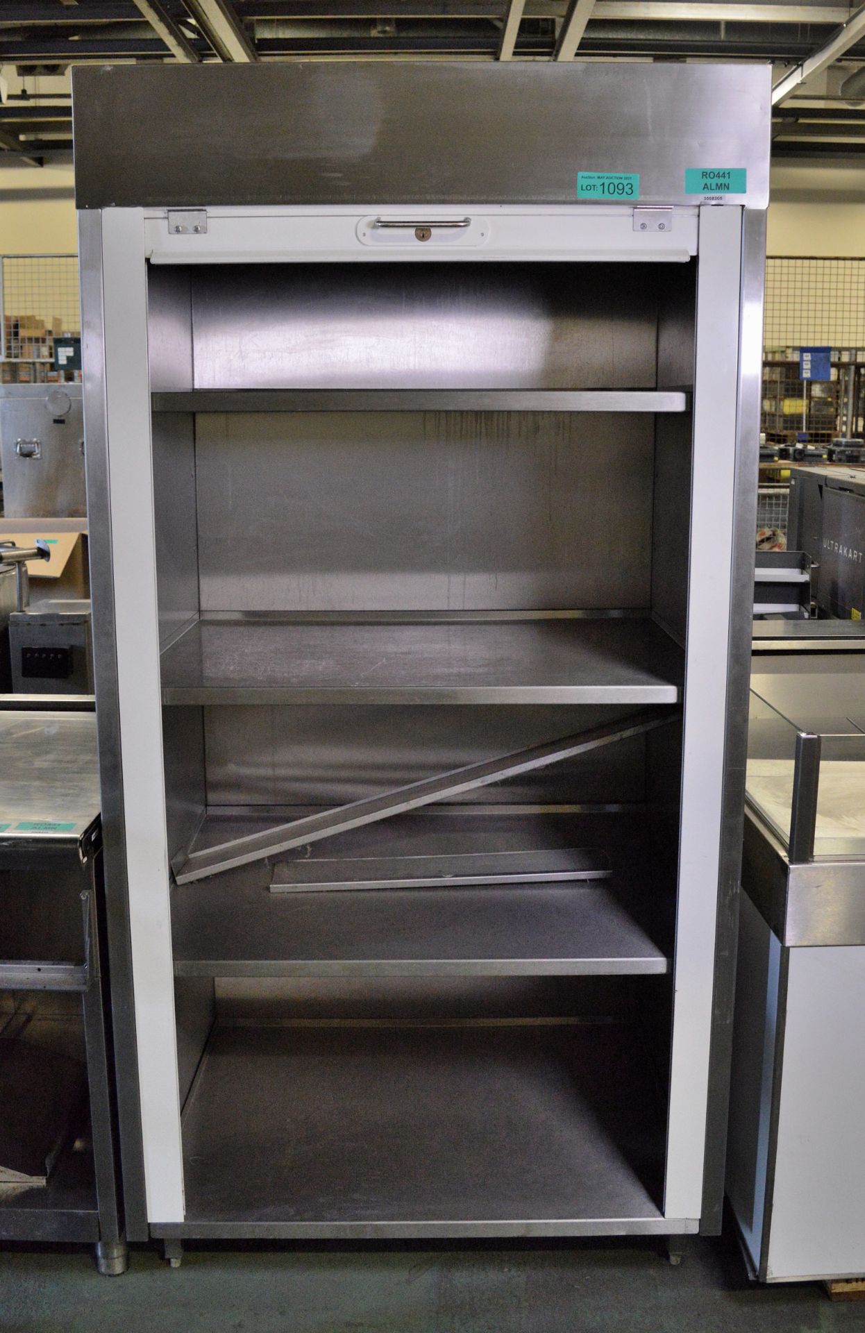 Stainless Steel 4-Shelf Roller Shutter Storage Cabinet (faulty shutter door) - 1000 x 750