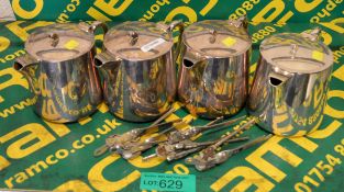 4x EPNS Teapots, 5x Hand Can Openers