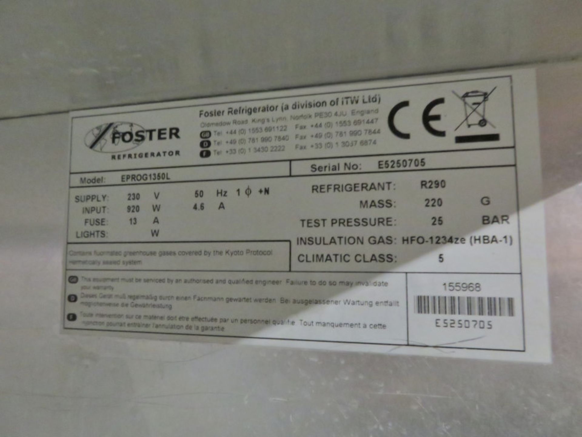 Foster EPROG 135L Double Door Fridge - L1450 x W800 x H2060mm - Image 4 of 4