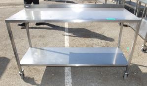 Stainless steel Mobile Preparation Table L 1500mm x W 600mm x H 950mm