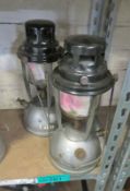 2x Kerosine tilley lamps - sliver base, black top