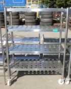 Stainless steel Mobile 4-Tier Racking L 1190mm x W 590mm x H 1630mm