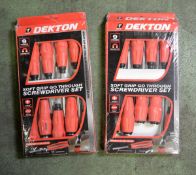 2x Dekton 9pc Soft Grip Go Through Screwdriver Sets