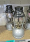 2x Kerosine tilley lamps - sliver base, black top