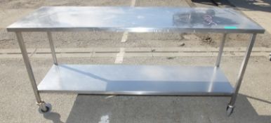 Stainless steel Mobile Preparation Table L 1800mm x W 600mm x H 950mm