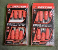 2x Dekton 9pc Soft Grip Go Through Screwdriver Sets