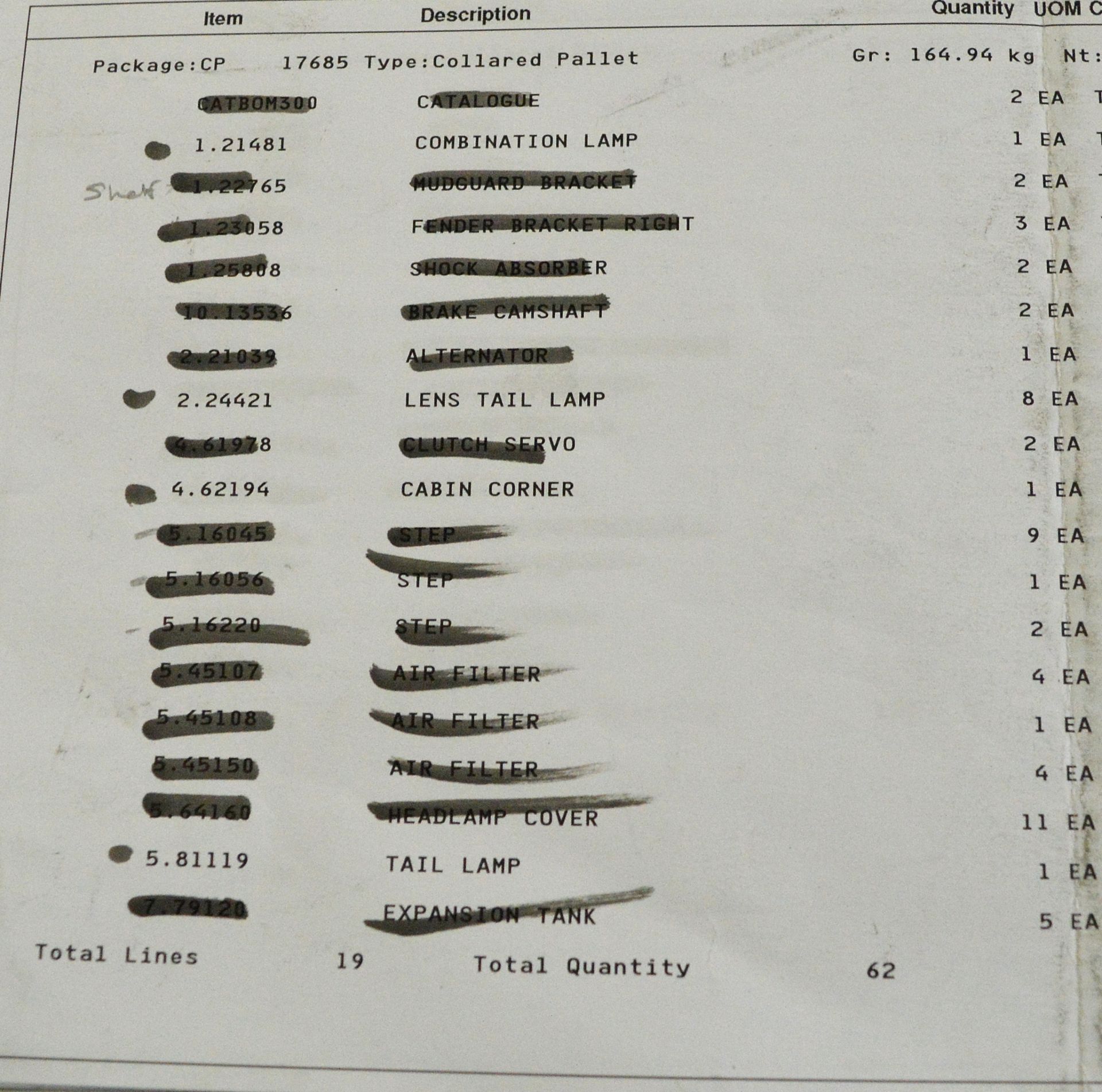 Vehicle parts - combination lamps, tail lamp lenses, cabin corner, wiper racks, display un - Image 8 of 10