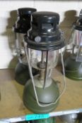 2x Kerosine tilley lamps - green base, black top