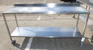 Stainless steel Mobile Preparation Table L 1800mm x W 600mm x H 950mm