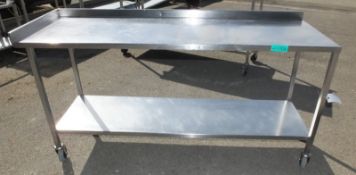 Stainless steel Mobile Preparation Table L 1800mm x W 600mm x H 950mm