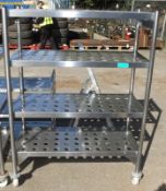 Stainless steel Mobile 4-Tier Racking L 1190mm x W 590mm x H 1630mm