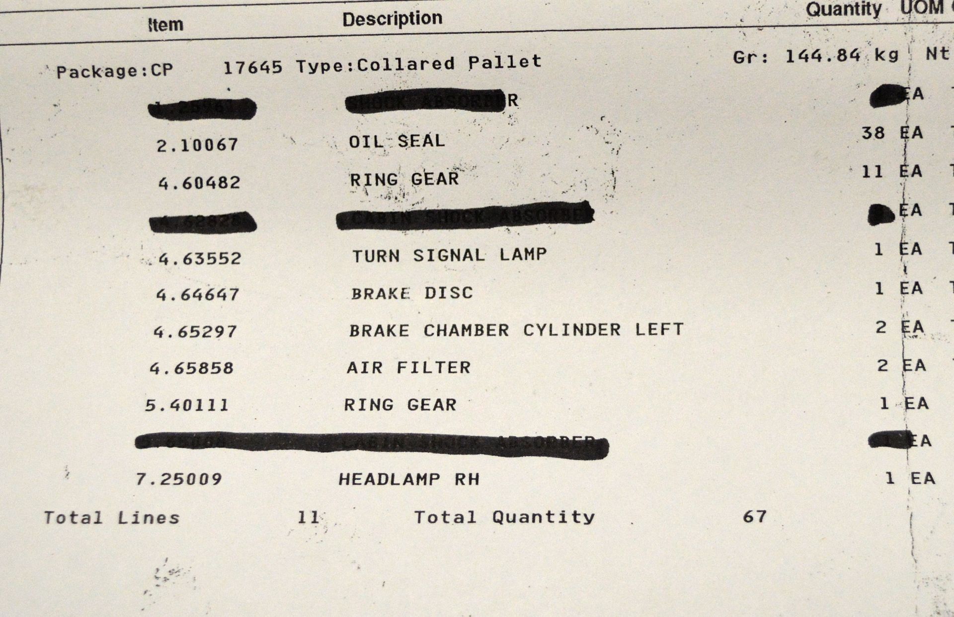 Vehicle parts - Oil seal, ring gear, turn signal lamp, brake disc, air filters, RH headlam - Image 6 of 6