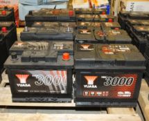 Vehicle batteries - 5x Yuasa YBX3075 12V 60Ah 550A, 3x Yuasa YBX3027 12V 62Ah 550A, 1x Yua