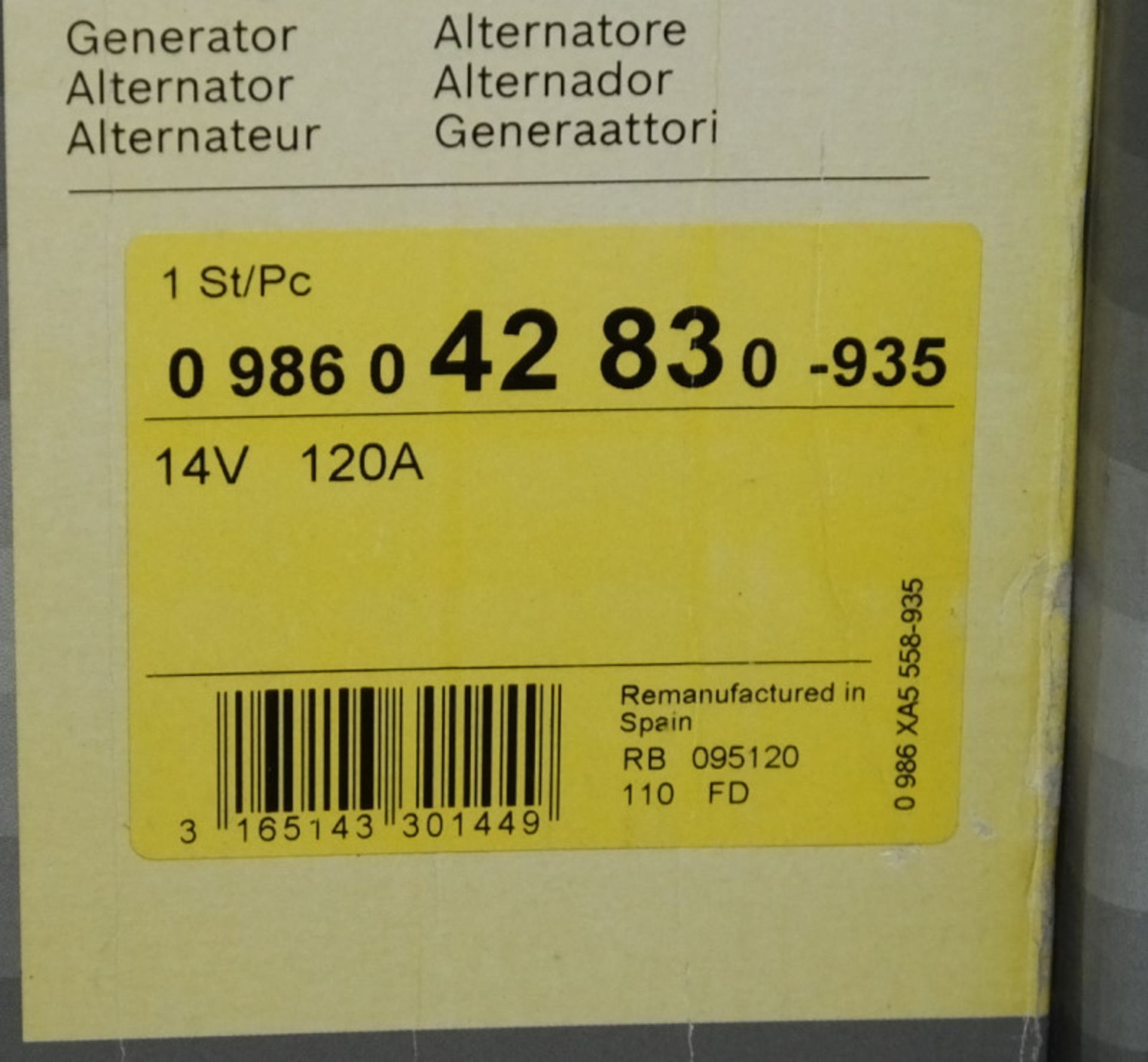 5x Bosch Alternators - Please see pictures for model numbers - Image 3 of 6