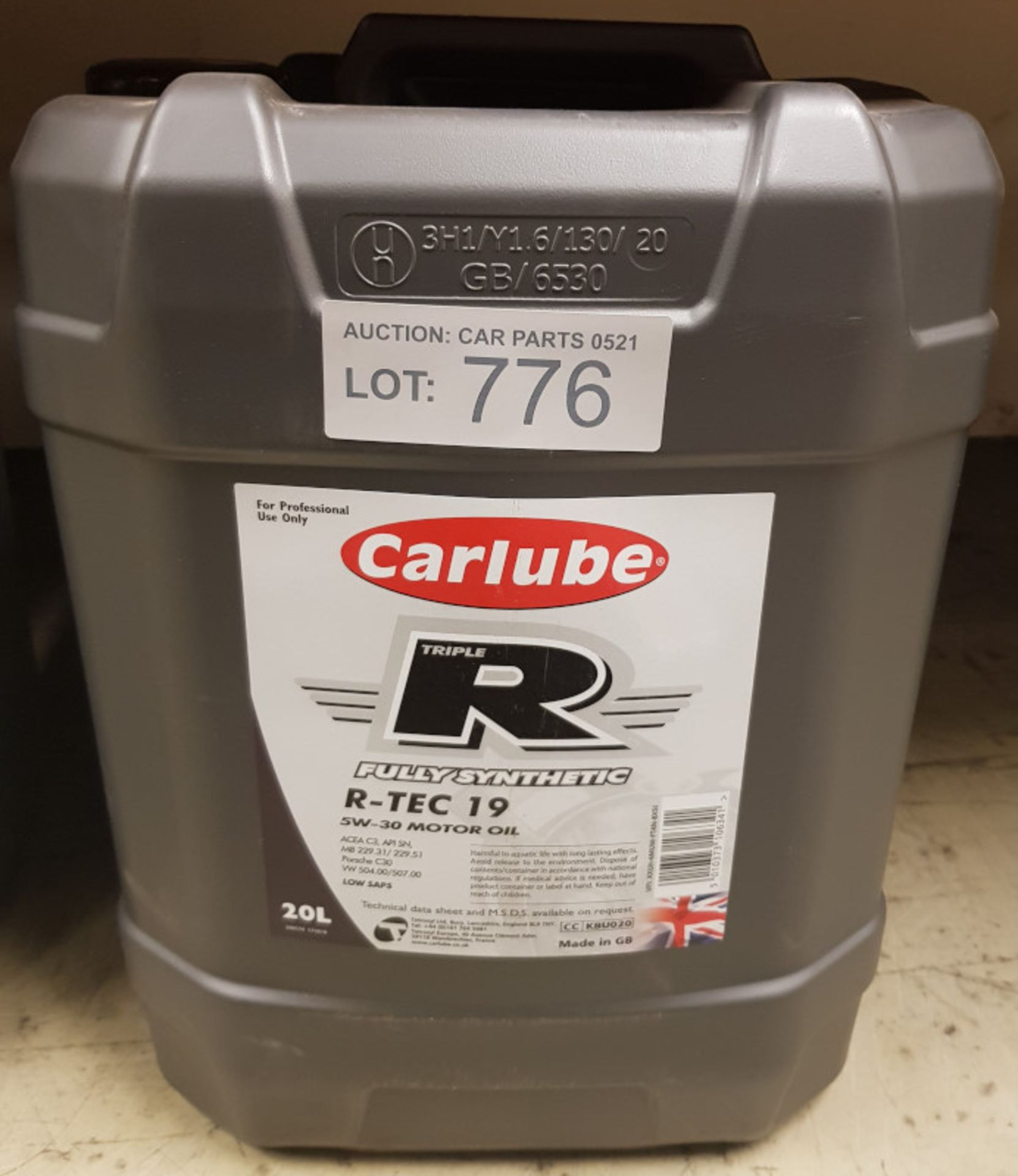 Carlube Fully Synthetic R-Tec 19 - 5W-30 Motor Oil - 20L