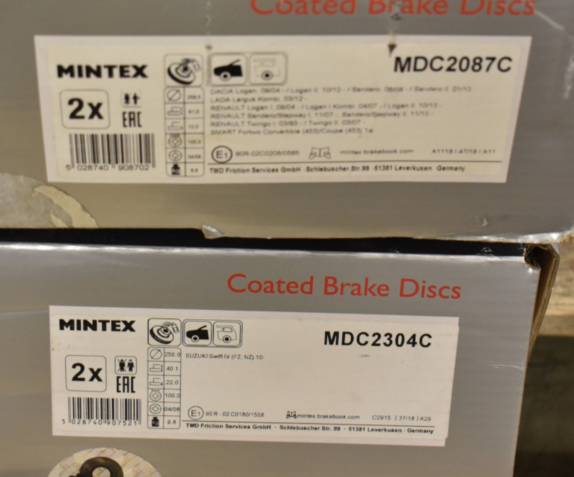 2x Mintex Coated Brake Disc Sets - models - MDC2087C & MDC2304C - Image 2 of 2