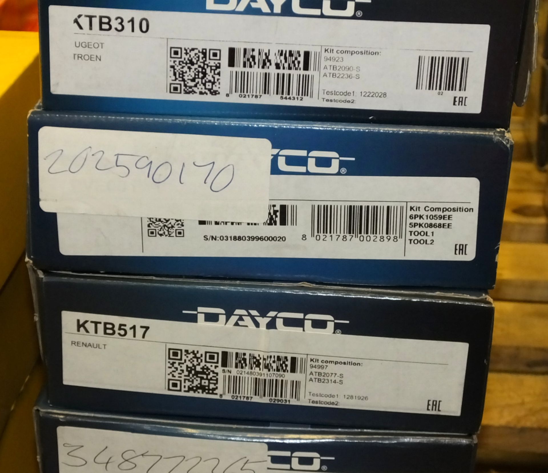 5x Dayco Timing Belt Kits - Please see pictures for examples of model numbers - Image 2 of 3