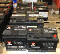 Vehicle batteries - 3x Yuasa YBX1075 12V 56Ah 510A, 1x Yuasa YBX1038 12V 35Ah 330A, 1x Yua