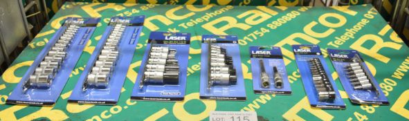 Laser Tool Assortment - 2x Star Socket Sets, Laser Hex Bit Set, Spline Bit Set, Hex Keys,