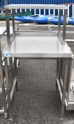 Stainless worktop with over shelf - W 720mm x D 790mm x H 1350mm