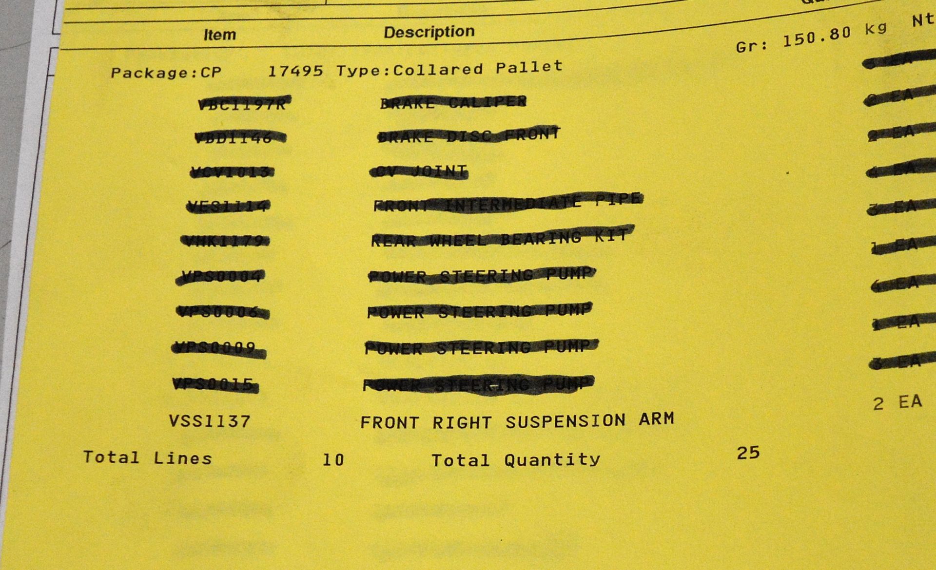 Vehicle parts - brake discs, pad set, tie rod end LH, LH headlamp assembly, FL suspension - Image 5 of 7