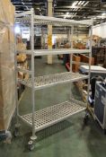 4 Tier Alloy And Plastic Mobile Racking L 1220mm x W 480mm x H 1880mm
