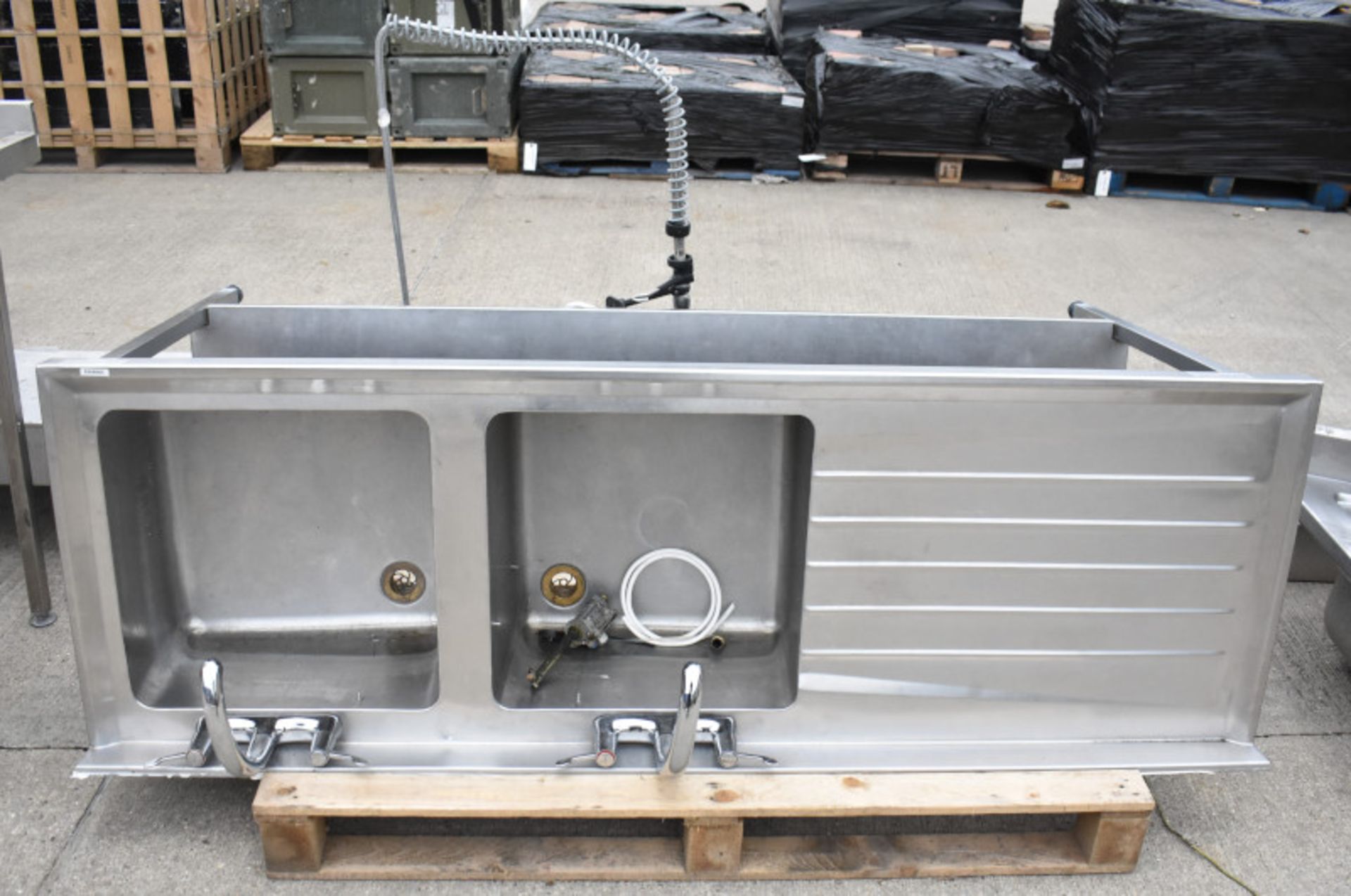 Stainless steel Double Sink Unit L 1800mm x D 600mm x H 920mm