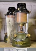 2x Kerosine tilley lamps - green base, black top