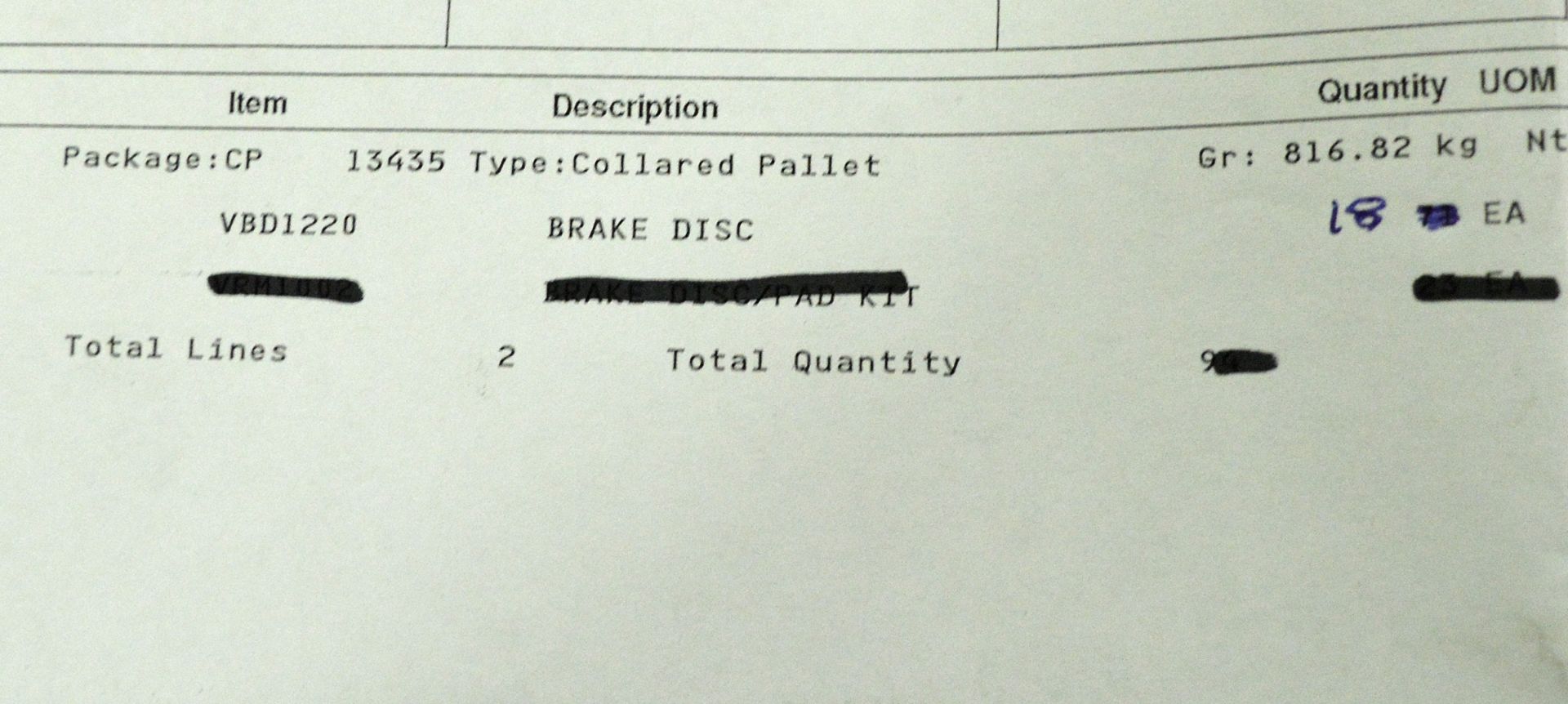 Vehicle parts - brake discs - see picture for itinerary for model numbers and quantities - - Image 4 of 4