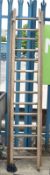 Wooden 2 section ladder - 7 rungs per ladder