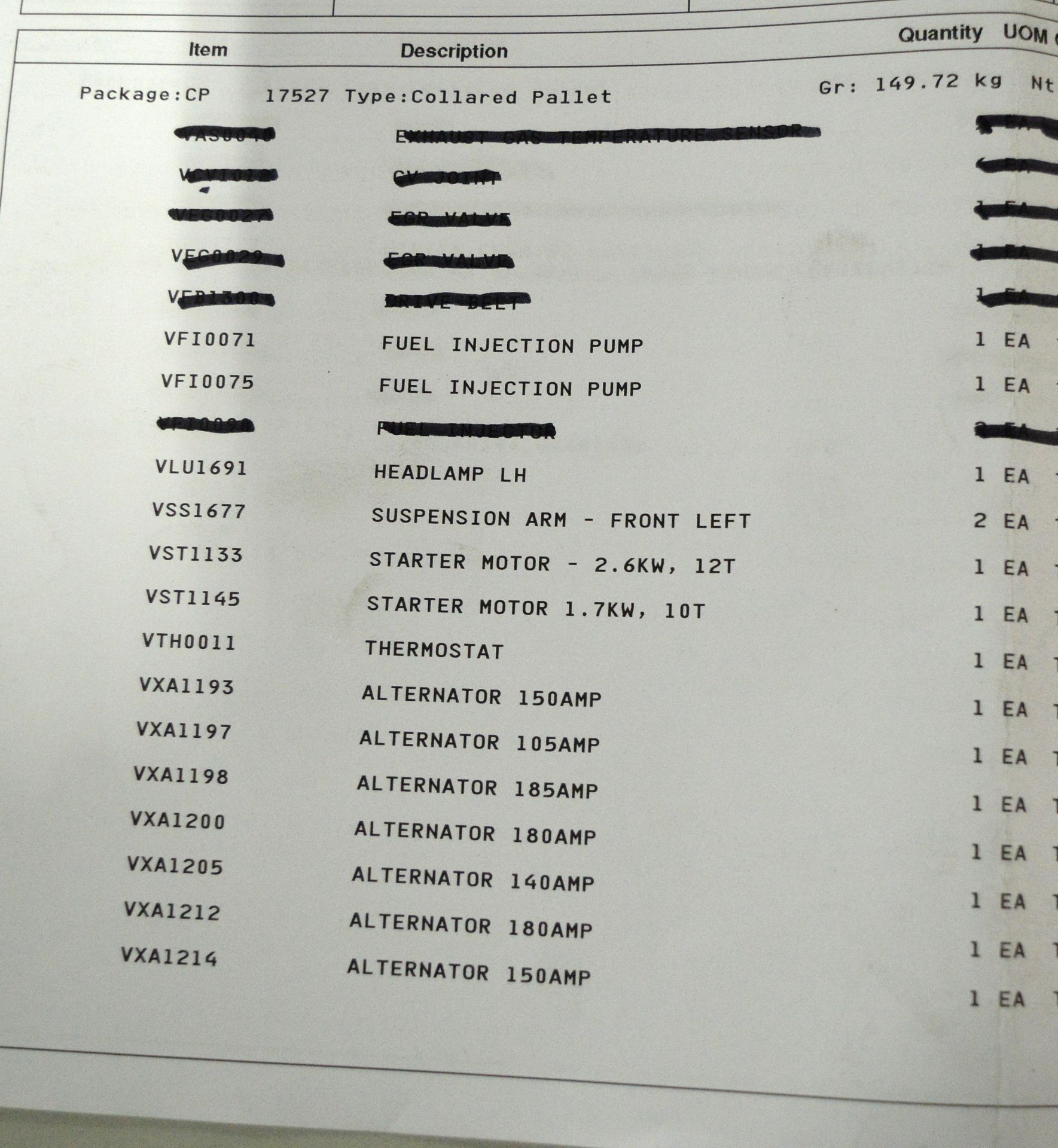 Vehicle parts - fuel injection pumps, headlamps LH, starter motors, alternators, mintex ce - Image 6 of 8