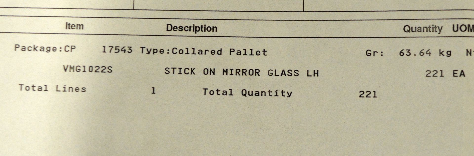 Vehicle parts - VMG1022S stick on mirror glass LH x221 approx - see picture for itinerary - Image 4 of 4